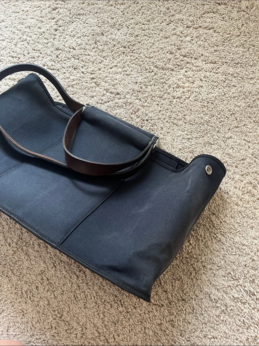 Hermes cabag PM Black Canvas Tote with Brown Leather Straps - Picture 8 of 16
